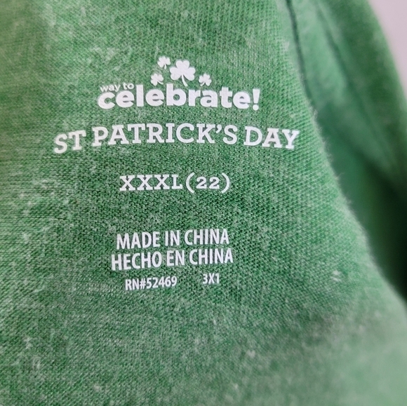 Celebrate St Patricks Womens Short Sleeve T-Shirt Lucky Green and White Size 3X - Picture 7 of 7